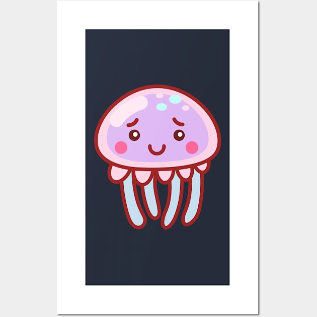 Shy Cotton Candy Jellyfish Minimal Wall Art by lightsonfire